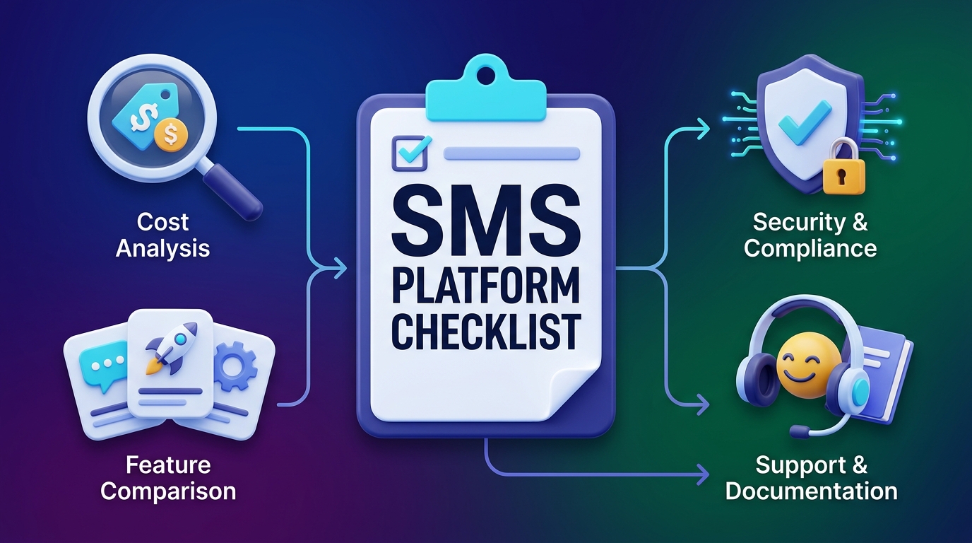 SMS platform checklist illustration for small business evaluation