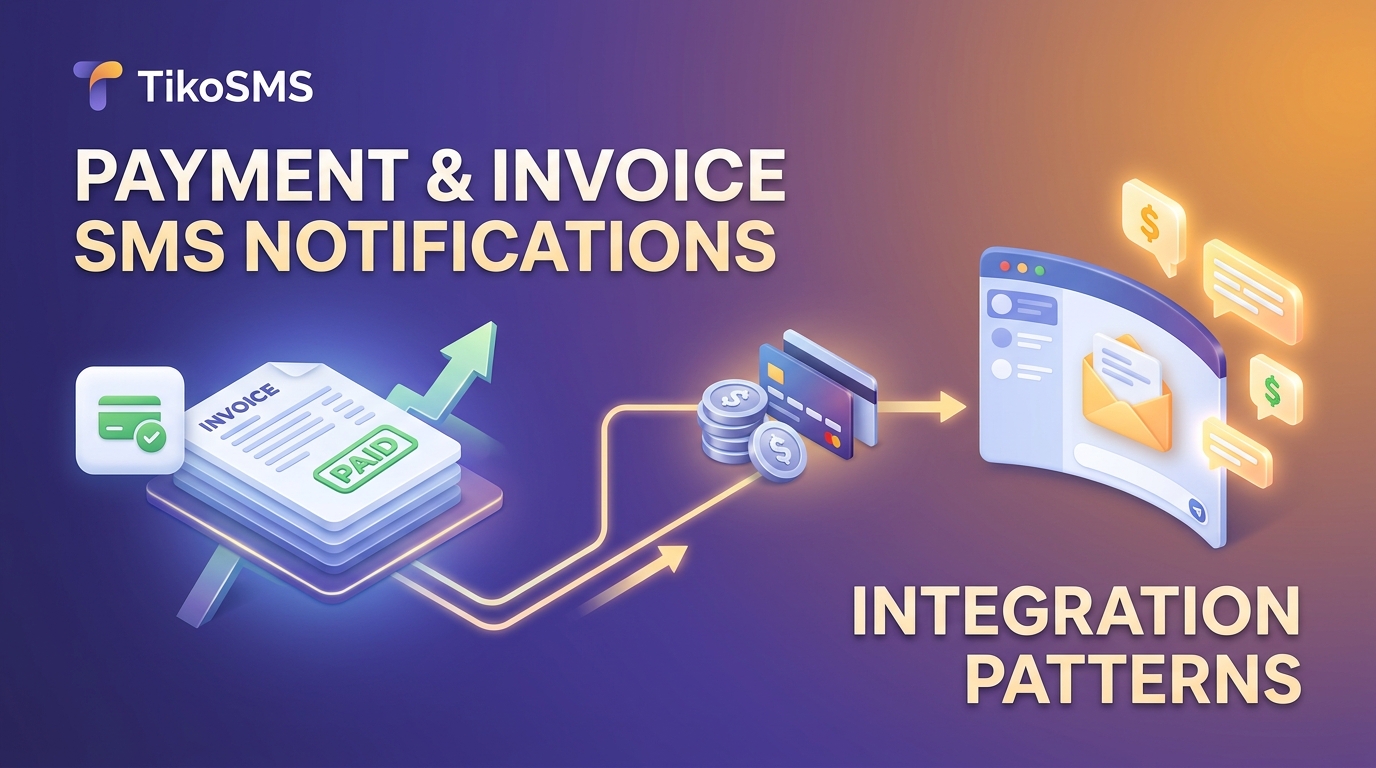 Payment and invoice SMS notification workflow illustration